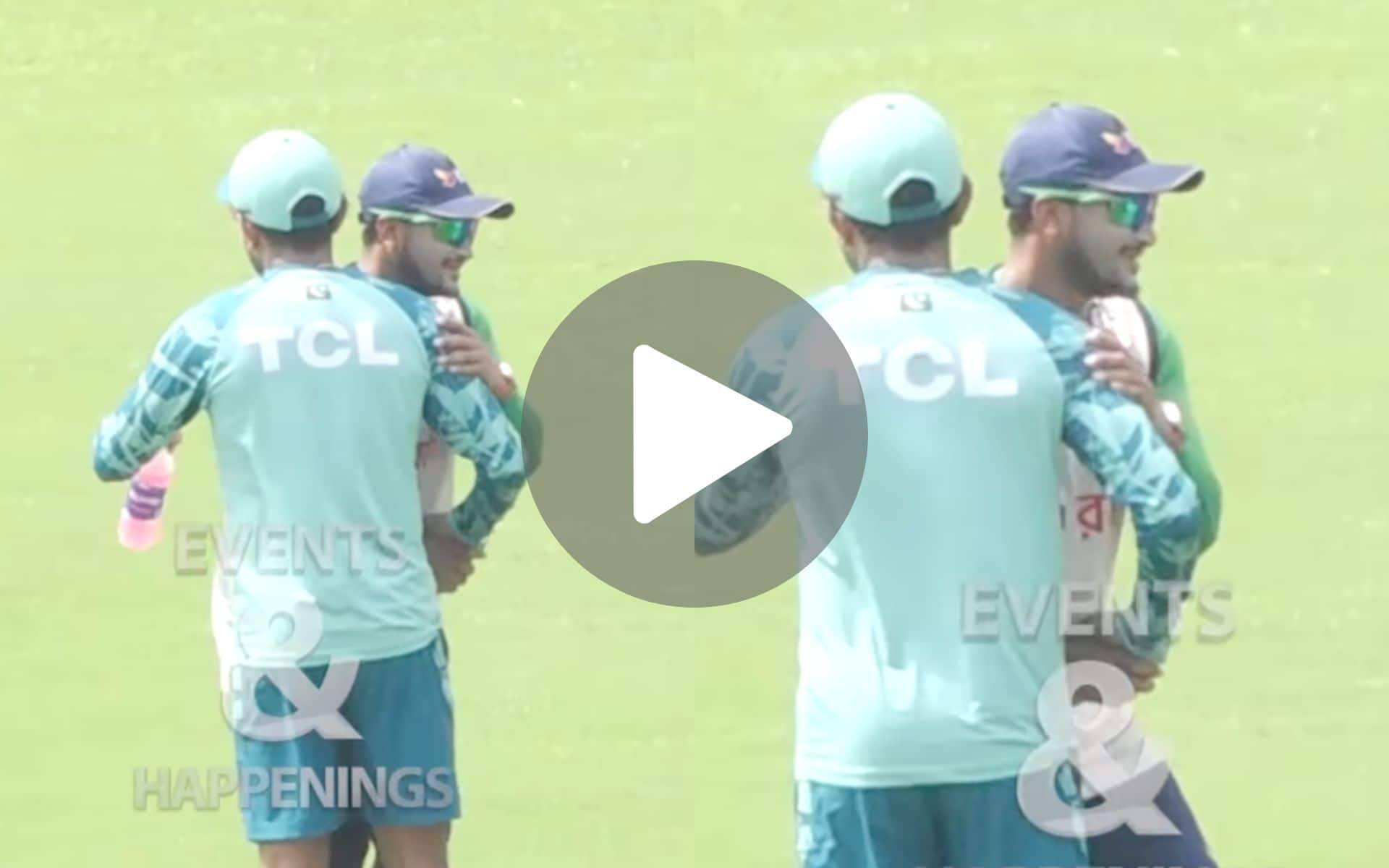 Shakib al Hasan Gracefully Hugs Babar Azam and Rizwan Ahead Of PAK Vs BAN 1st Test - Watch